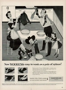 1951 Sanforlan Wolltücher Nylons Vintage Druck Werbung Waschen saubere Kleidung USA - Bild 1 von 8