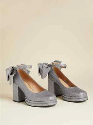 Torrid BETSEY JOHNSON SILVER BOW BACK HEEL size 8.5 (WW - WIDE WIDTH) NIB - Image 1 of 4