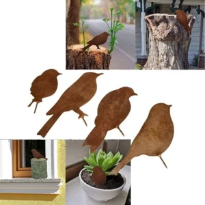 Rusty Metal Birds Home Silhouette Simulation Bird Figurine Garden Ornament Decor - Picture 1 of 7