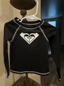 Roxy Girl's Whole Hearted Long Sleeve UV Rash Guard Top Shirt BLACK SIZE 4 🌊 - Picture 1 of 2