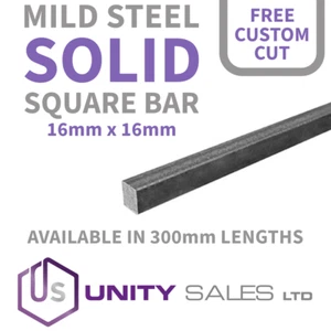 16mm MILD STEEL SOLID SQUARE BAR - AVAILABLE IN 300mm LENGTHS - FREE CUSTOM CUT - Picture 1 of 5