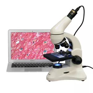 AmScope 40X-1000X Science Microscope w/ Dual Lights + 5MP Camera + Metal Frame - Picture 1 of 8