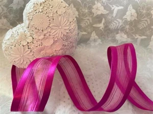 FUNKY FUCSHIA hot pink Satin & Sheer Organza - Luxury Wire Edge Ribbon LOW STOCK - Picture 1 of 2
