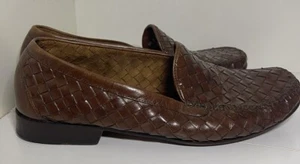 Abito da uomo COLE HAAN / TAGLIA 9,5 tessuto marrone in pelle scarpe casual tessitura a basket - Foto 1 di 5