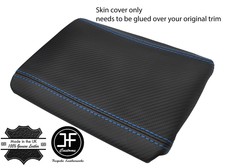 BLUE STITCHING CARBON FIBER VINYL ARMREST LID COVER FITS HONDA S2000 1999-2003