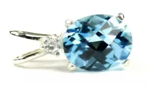 925 Sterling Silver Pendant, Swiss Blue Topaz, SP020 - Picture 1 of 4