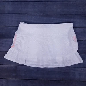 LUCKY IN LOVE Wet and Wild Cheetah Ruche Tennis Skirt Womens Size LARGE White - Picture 1 of 7