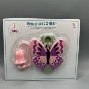 Target Bullseye Playground Butterfly And Flower Stanley Straw Topper & Cover Set - Picture 1 of 2