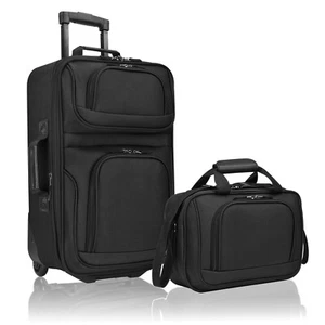 2-Pcs Polyester Carry-on Suitcase w/ Tote, Soft Shell Lightweight Luggage Set - Picture 1 of 10