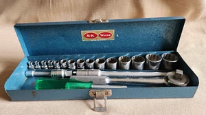 Vintage SK Wayne 21 Piece SAE 1/4" and 3/8" Socket Set - Blue Case - Picture 1 of 12