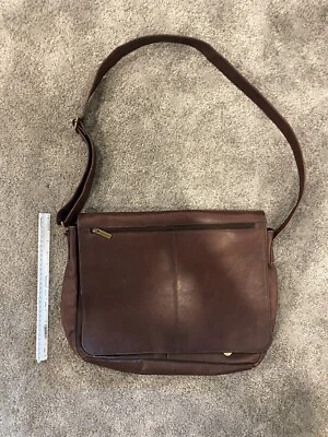 复古仿旧棕色皮革邮差包 美国哥伦比亚制造 硬件 二手状况完好 — 第 1/4 张图片