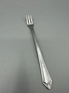 Vintage Annette Silvore Pickle Fork Cocktail 3 Prong Italy 6" Silverplate - Picture 1 of 9