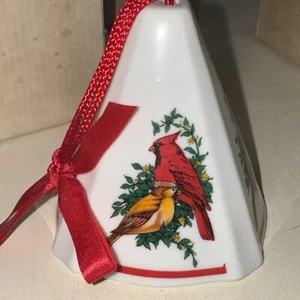 Vintage Jasco Festive Fragrant Hanging Ornament Cardinal Birds 3.5 In Porcelain - Picture 1 of 5