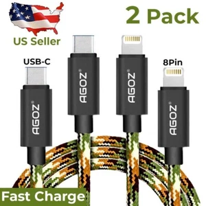 2 Pack USB C to iPhone Cable Fast Charger Cord for iPhone 14 PRO MAX 13 12 11 XR - Picture 1 of 5