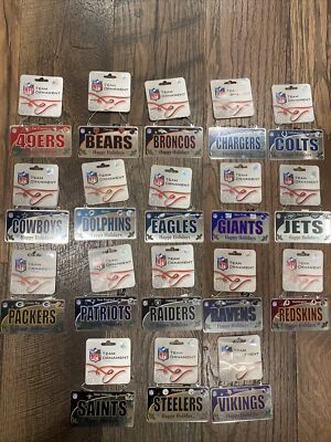 NFL Metal Christmas License Plate Ornament Forever Collectibles ~ Pick Your Team - Image 1 of 4