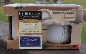 NEW IN BOX - Corning Corelle SHADOW IRIS Creamer & Sugar Bowl w/lid - Picture 1 of 3