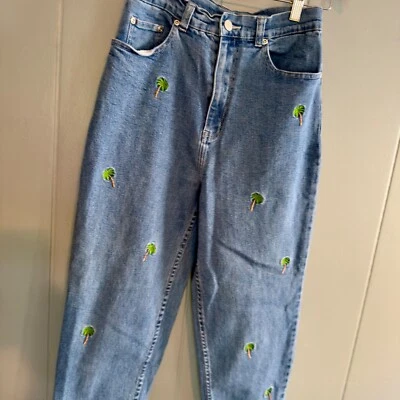 Quacker Factory palm tree embroidered mom jeans high waist size 8 retro Y2K - Image 1 of 4