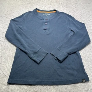 Eddie Bauer Waffelstrick Thermo Shirt Blau Henley Ausschnitt Herren Größe Large L - Bild 1 von 12