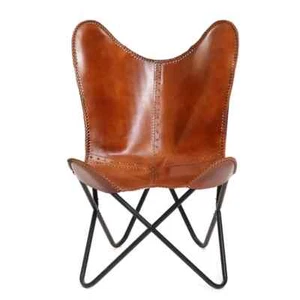 Chair Leather Butterfly Lounge Best Handmade Relaxing Home Decore New With Stand - Picture 1 of 5