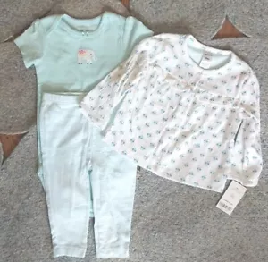 Carter's Baby Girl 3pc Outfit. Light Green / White. Elephant. Nwt. Sz 9m. B30 - Picture 1 of 5