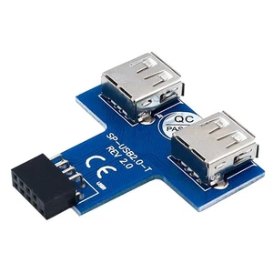 Adaptateur Interne USB 2.0 9 Broches En-tête Vers 2 Prises USB-A Type Neuf - Photo 1/4