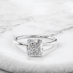 Anillo de boda para mujer corte cojín semi montaje sólido oro blanco 14k tallas 5 6 - Imagen 1 de 8