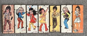 F. Idylle/Jolylle Ojos Grandes Escuela Niña Madera Arte Italia 4” X 9.5” De Colección Lote 7 - Imagen 1 de 15