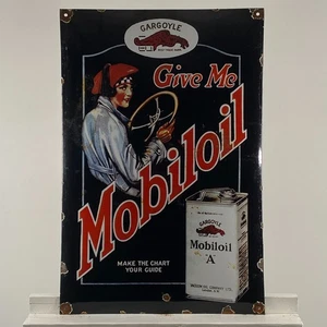 Mobiloil Enamel Sign - 60x40cm (23.6x15.7") - Nice Rare Motor Oil Garage Signage - Picture 1 of 20