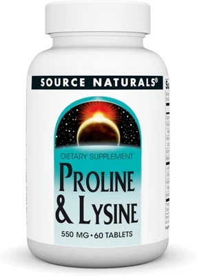 Source Naturals L-Proline & L-Lysine, 550mg - 60 Tablets 60 Count (Pack of 1)  - Image 1 of 4