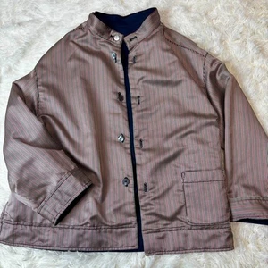 PRADA Reversible Jacket Big Pockets Zipper Stripes Size 42 Used - Picture 1 of 20