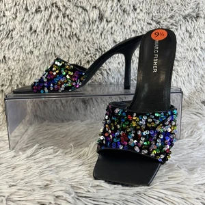 Sandalias Marc Fisher Danria Arco Iris Lentejuelas 9.5 Puntera Cuadrada Bombas Swiftie Brillante - Imagen 1 de 10