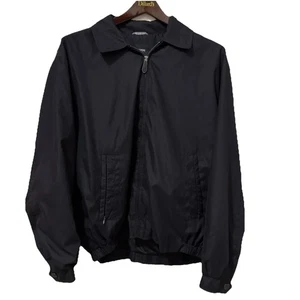London Fog Herren Schwarz Jacke Full Zip Taschen Gummibund Gr. L Y2K Retro - Bild 1 von 12