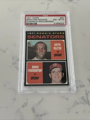 1971 Topps Baseball #93 Senators Rookies Norm McRae Denny Riddleberger RC PSA 8 - Image 1 of 2