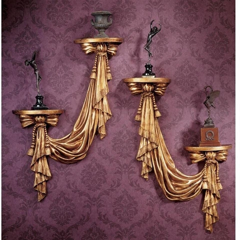25" Royal Louis French draped Accent wall shelves - set of 2 Cover