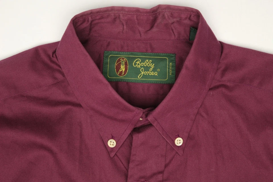 Camisa Bobby Jones Para Hombres S 15.5/34 Púrpura Sólida Cuello Abotonado Golf Bordado Foto 1 de 4