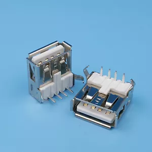 10PCS USB Female Socket Type A 4Pin 90 Degree DIP PCB Solder Connector - Picture 1 of 4