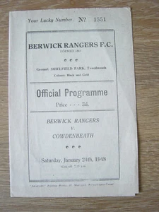 1947/48 SCOTTISH CUP : BERWICK RANGERS v COWDENBEATH - Picture 1 of 1