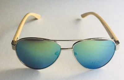 Gafas de sol RICH&RARE (RR37) marco plateado metal/madera bambú con lente espejo plateada  Foto 1 de 4