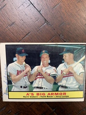 1961 Topps A’s Big Armor Norm Siebern #119 Signed Autograph Kansas City (D-2015) - Image 1 of 3