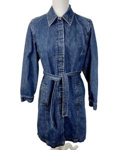 Ann Taylor Jeans Women's 6 Long Denim Coat Jacket Blue EUC - Picture 1 of 11
