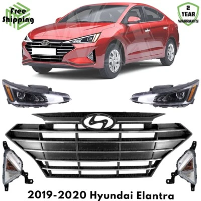 Front Grille Assembly & Headlight Assembly Kit For 2019-2020 Hyundai Elantra Foto 1 de 4