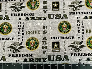 Tina Scrap 9"x21" US Army American USA Eagle Star US Military Cotton Fabric - Picture 1 of 1