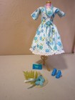 Barbie Doll Handmade Blue Flower Print Dress w/ Accessories! Free Ship