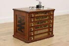 JP Coats Antique Victorian Oak Jewelry or Collector Chest #48914