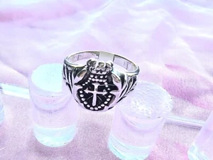 Acero Inoxidable Gótico Motociclista Calavera Cruz Regalo Unisex Anillo Genial Regalo 1015 - Imagen 1 de 4