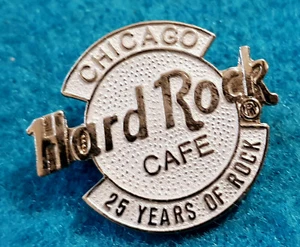 CHICAGO HRC 25th ANNIVERSARY SILVER LOGO 25 YEARS OF ROCK Hard Rock Cafe PIN - Picture 1 of 1