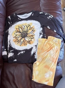 girls 2 piece Sunflower outfit Size 7/8 - Picture 1 of 3