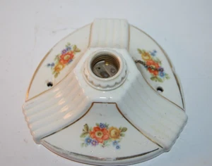 Vintage BATHROOM Flush Mount Ceiling Fixture FLORAL LIGHT - Picture 1 of 5