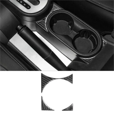 Cubierta de acento portavasos central interior de fibra de carbono 3 piezas para Jeep Wrangler Foto 1 de 4