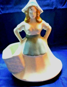 Planter Figurine Dutch Holland Girl Ceramic Pottery 6" vintage - Picture 1 of 4